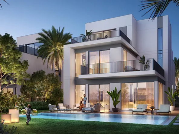 Contemporary Fairway Villas 3 home with a private swimming pool and landscaped garden in Emaar South.