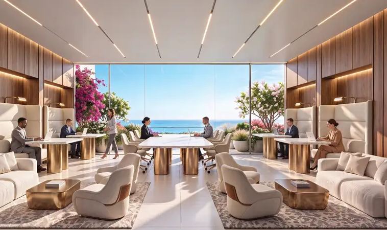 Waterfront co-working lounge at Shahrukhz Residences Dubai