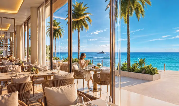 Waterfront restaurant at Shahrukhz Residences Dubai Maritime City
